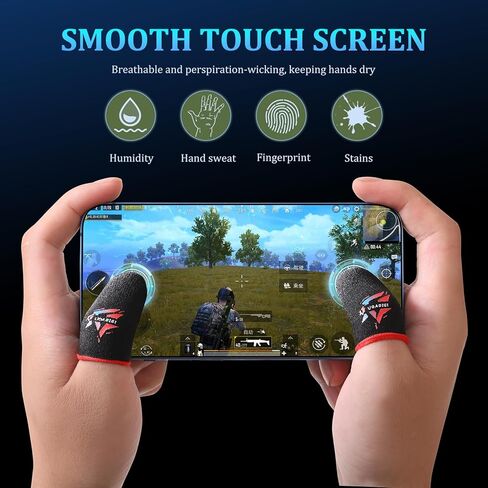 واقي إبهام لشاشة لمس ناعمة لأصابع الألعاب، ملحقات وحدة تحكم الألعاب المحمولة مقاومة للعرق، أسود (أكمام أصابع سوداء (6 قطع)) in Kuwait