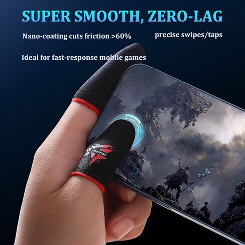 واقي إبهام لشاشة لمس ناعمة لأصابع الألعاب، ملحقات وحدة تحكم الألعاب المحمولة مقاومة للعرق، أسود (أكمام أصابع سوداء (6 قطع)) in Kuwait