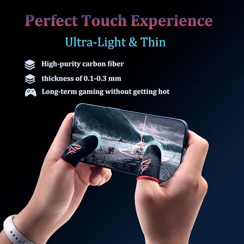 واقي إبهام لشاشة لمس ناعمة لأصابع الألعاب، ملحقات وحدة تحكم الألعاب المحمولة مقاومة للعرق، أسود (أكمام أصابع سوداء (6 قطع)) in Kuwait