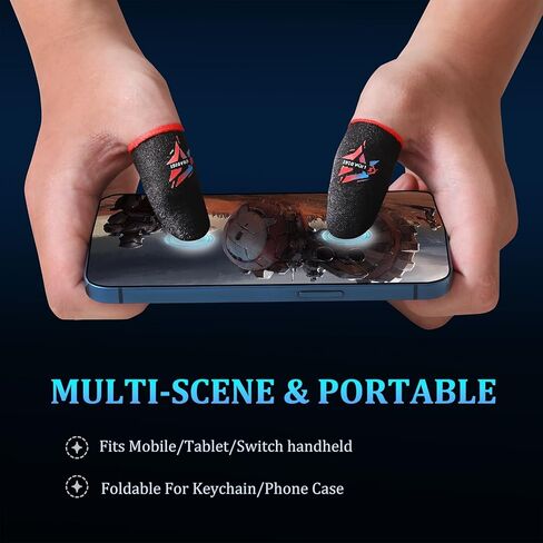 واقي إبهام لشاشة لمس ناعمة لأصابع الألعاب، ملحقات وحدة تحكم الألعاب المحمولة مقاومة للعرق، أسود (أكمام أصابع سوداء (6 قطع)) in Kuwait