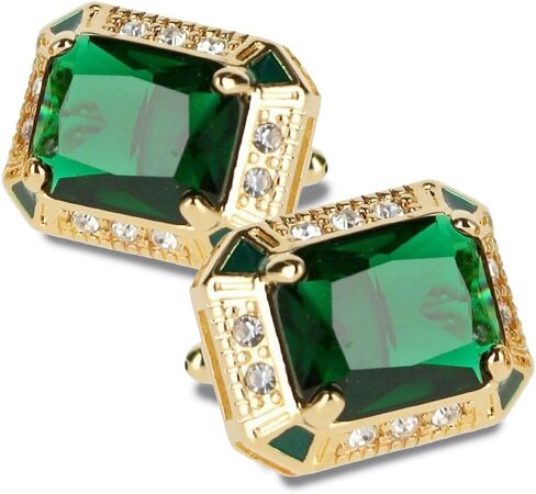 Big Rectangular Colored Crystal Cuff Links for Men – Tuxedo Suit Accessories, Cufflinks for Men in Saudi Arabia