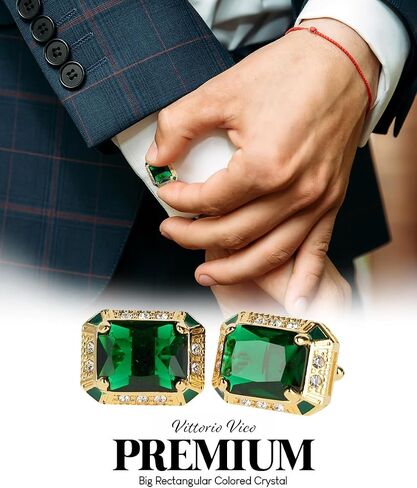 Big Rectangular Colored Crystal Cuff Links for Men – Tuxedo Suit Accessories, Cufflinks for Men in Saudi Arabia