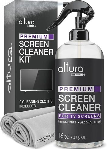 Screen Cleaner Spray & Wipe Kit (Streak & Scratch Free) Computer Screen Cleaner + 2 Microfiber Cleaning Cloths Cleaning Kit LCD LED OLED Touchscreen Flat Smart TV Monitor Laptop Electronics Car 16oz in Saudi Arabia