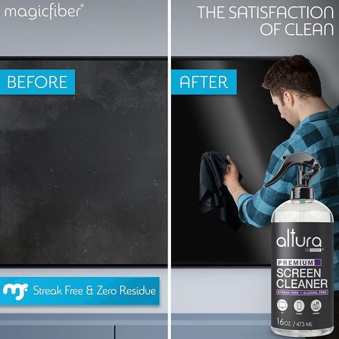 Screen Cleaner Spray & Wipe Kit (Streak & Scratch Free) Computer Screen Cleaner + 2 Microfiber Cleaning Cloths Cleaning Kit LCD LED OLED Touchscreen Flat Smart TV Monitor Laptop Electronics Car 16oz in Saudi Arabia