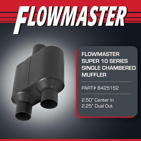 Flowmaster 842515 Super 10 Muffler 409S - 2.50 Center IN / 2.50 Center OUT - Aggressive Sound, Black in Saudi Arabia