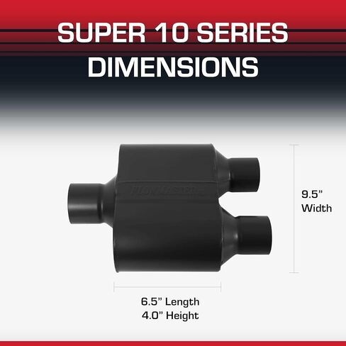 Flowmaster 842515 Super 10 Muffler 409S - 2.50 Center IN / 2.50 Center OUT - Aggressive Sound, Black in Saudi Arabia