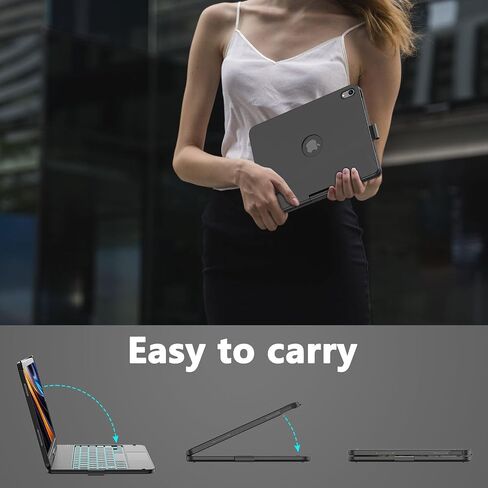 Touch Keyboard Case for iPad A16 11th Generation/10th Generation 10.9 inch | 360° Rotatable for iPad 11th / 10th Generation Case with Keyboard- 7 Color Backlight Keyboard Case with Pencil Holder in Saudi Arabia