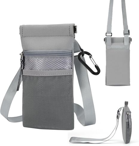 محفظة هاتف كروس مع حامل زجاجة مياه - حقيبة هاتف خلوي متعددة الوظائف مع سحاب وجيوب شبكية، حامل هاتف لهاتف iPhone 17/16/15/14/13 Pro Max Plus، Samsung Galaxy (أسود) in Kuwait