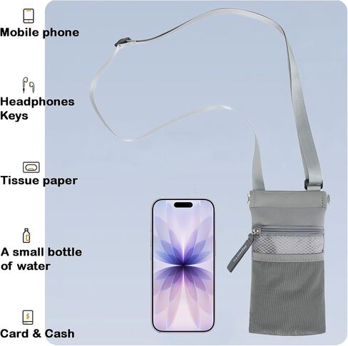 محفظة هاتف كروس مع حامل زجاجة مياه - حقيبة هاتف خلوي متعددة الوظائف مع سحاب وجيوب شبكية، حامل هاتف لهاتف iPhone 17/16/15/14/13 Pro Max Plus، Samsung Galaxy (أسود) in Kuwait