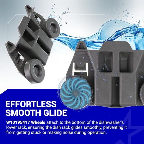 [UPGRADED] 4 Packs W10195417 Dishwasher Wheels Lower Dish Rack Wheel STEEL Screws Replacement Part by BlueStars - For Whirlpool Kenmore Dish Rack - Replaces W10195417V W10195417VP AP6016764 PS2579553 in Kuwait