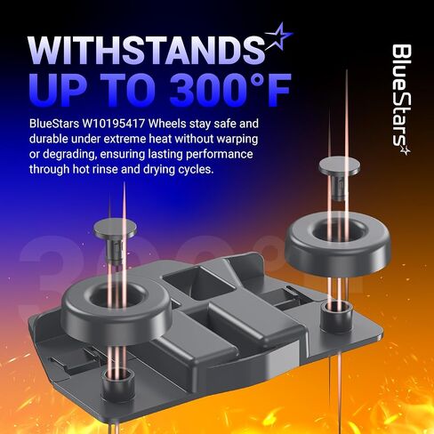 [UPGRADED] 4 Packs W10195417 Dishwasher Wheels Lower Dish Rack Wheel STEEL Screws Replacement Part by BlueStars - For Whirlpool Kenmore Dish Rack - Replaces W10195417V W10195417VP AP6016764 PS2579553 in Kuwait