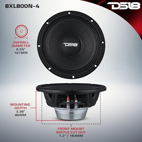 DS18 8XL800N-4 8" Mid-Range Loudspeaker with Neodymium Magnet | 4-ohm in Saudi Arabia