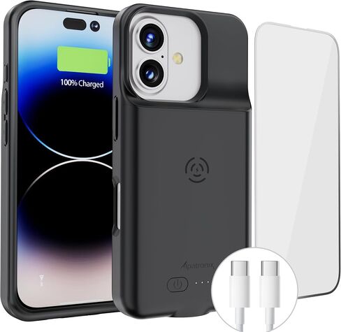Alpatronix Battery Case for iPhone 17 Pro, Portable Strong Slim Protective Extended Charger Cover, 15W Fast Charging, High Capacity with Wireless Charging Case. Black in Saudi Arabia