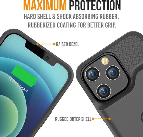 Alpatronix Battery Case for iPhone 17 Pro, Portable Strong Slim Protective Extended Charger Cover, 15W Fast Charging, High Capacity with Wireless Charging Case. Black in Saudi Arabia