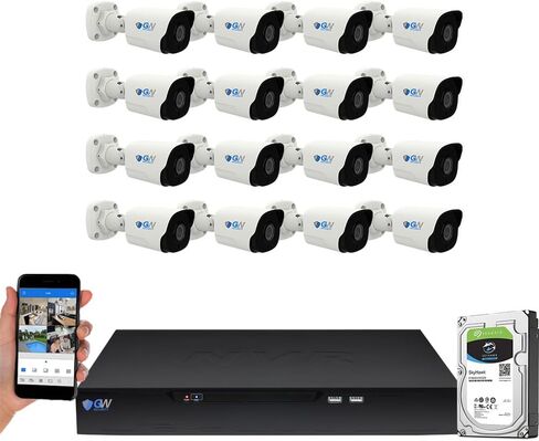 GW Security 16 قناة NVR UltraHD 4K للتعرف على الوجه، نظام كاميرا أمان متوافق مع NDAA وTAA مع 16 × 8 ميجابكسل @ 25FPS كاميرات رصاصة PoE خارجية وداخلية، 10 وظائف ذكية للذكاء الاصطناعي in Kuwait
