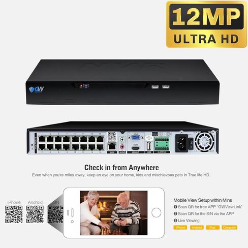 GW Security 16 قناة NVR UltraHD 4K للتعرف على الوجه، نظام كاميرا أمان متوافق مع NDAA وTAA مع 16 × 8 ميجابكسل @ 25FPS كاميرات رصاصة PoE خارجية وداخلية، 10 وظائف ذكية للذكاء الاصطناعي in Kuwait