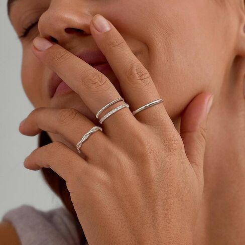 Gold Stackable Rings for Women Non Tarnish, Dainty 14K Gold Plated Stacking Thumb Rings Set Cubic Zirconia Stack Thin Ring Trendy Statement Promise Wedding Bands Rings for Women Size 5-10 in Saudi Arabia