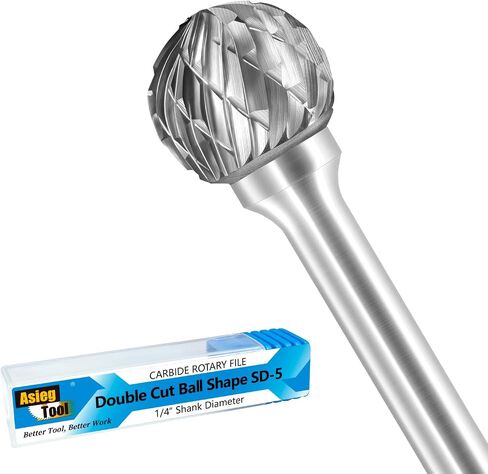 SD-3L6 Tungsten Carbide Burr Lengthened Rotary File Ball Shape Double Cut for Die Grinder Drill Bits 1/4'' Inch Diameter of Shank and 3/8'' Inch Diameter of Cutter 15/47'' Inch Cutter Length in Saudi Arabia