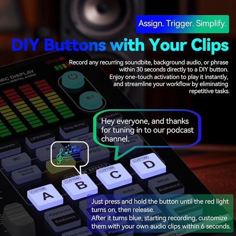 48V Podcast Sound Board - XLR Audio Interface for Live Streaming Studio Recording Gaming, Bluetooth DJ Mixer for iPhone Laptop PC, External Music Sound Card, Content Creator Gift (SN800) in Kuwait