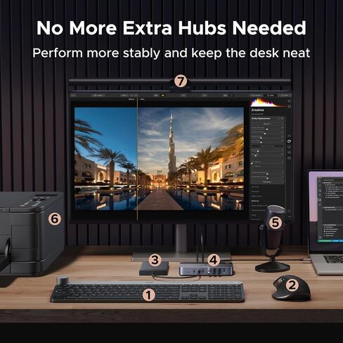 محول USB 3.0 2 في 7 مخارج من UGREEN، محول USB لجهازي كمبيوتر يتشاركان أجهزة USB A وC (4USB-A + 3USB-C)، مفاتيح USB لمشاركة لوحة المفاتيح والماوس مع وحدة التحكم، محول ذكر USB-C، محول طاقة in Kuwait