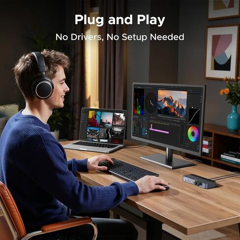 محول USB 3.0 2 في 7 مخارج من UGREEN، محول USB لجهازي كمبيوتر يتشاركان أجهزة USB A وC (4USB-A + 3USB-C)، مفاتيح USB لمشاركة لوحة المفاتيح والماوس مع وحدة التحكم، محول ذكر USB-C، محول طاقة in Kuwait