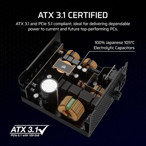 CORSAIR RM850x ATX 3.1 PCIe 5.1 Ready Fully Modular 850W Power Supply – Low-Noise, Cybenetics Gold Efficiency, Native 12V-2x6 Connector – Black in Kuwait