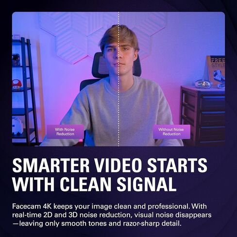 Elgato Facecam 4K - 4K60 Studio Webcam, DSLR-Like Control, Cinematic Effects, 49mm Lens Filters, HDR, Uncompressed Video, Optimized Focus Area | USB-C for PC & Mac in Saudi Arabia