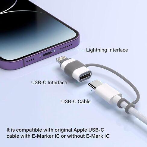MFi Certified 27W USB C to Lightning Adapter (2 Pack) - Fast Charging Data Sync, Lightning to USB Type C Cable Adapter for iPhone14/13/12 Series, iPad, AirPods, with Anti-Lost Loop, Not for Audio/OTG in Kuwait