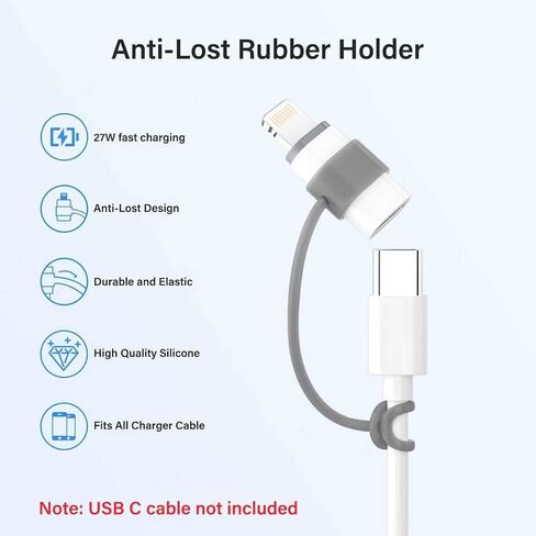 MFi Certified 27W USB C to Lightning Adapter (2 Pack) - Fast Charging Data Sync, Lightning to USB Type C Cable Adapter for iPhone14/13/12 Series, iPad, AirPods, with Anti-Lost Loop, Not for Audio/OTG in Kuwait