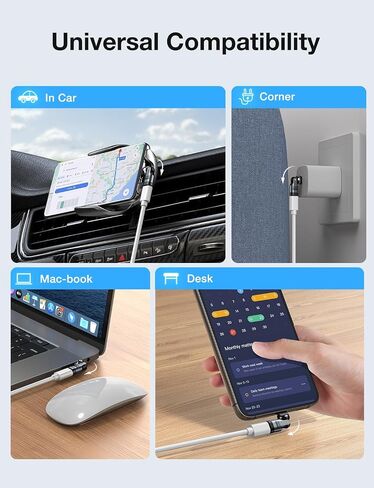 محول USB C [عبوة من قطعتين]، محول PD 240W USB C 90 درجة، محول الزاوية اليمنى USB من النوع C/محولات 360 و180 درجة C إلى C للهاتف 17/16/15، سلسلة MacBook Pro/Pad، Samsung Galaxy، الكمبيوتر اللوحي، الكمبيوتر المحمول in Kuwait