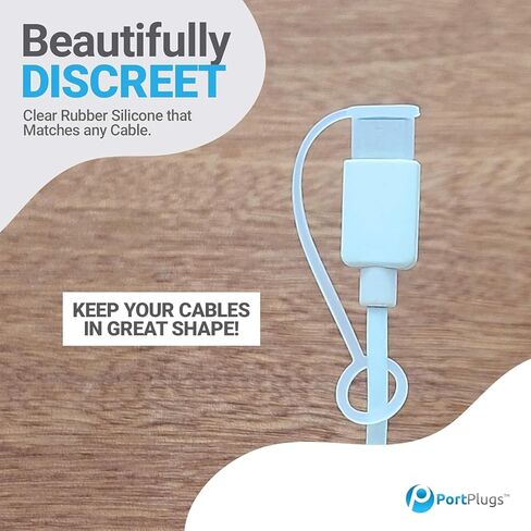 أغطية PortPlugs USB-C - أغطية حماية من الغبار مع حبل كابل مدمج لكابلات شحن USB من النوع C للهواتف والأجهزة اللوحية والأجهزة والمزيد | أسود (5 عبوات) in Kuwait