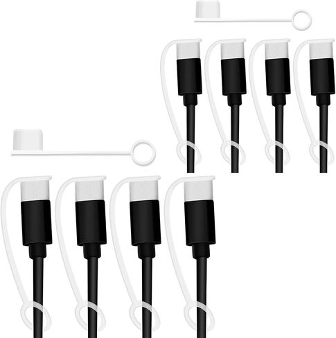 PortPlugs USB-C Covers - Dust Protection Caps with Integrated Cable Tether for USB Type-C Charging Cables for Phones, Tablets, Devices, and More | Black (5-Pack) in Kuwait