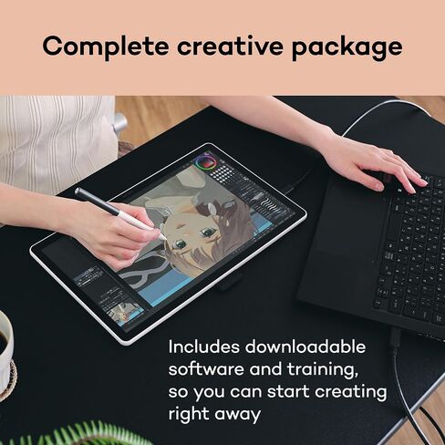 تابلت رسم Wacom One 14 مع شاشة، تابلت فني رقمي عالي الدقة مقاس 14 بوصة مع برامج وتدريبات إبداعية، لوحة رسم رسومات لأجهزة Mac وWindows in Saudi Arabia