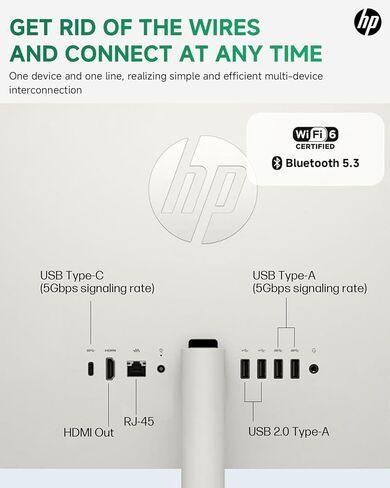 كمبيوتر HP All in One المكتبي للمنزل، Intel Celeron J4025، 21.5 بوصة FHD مضاد للتوهج، WiFi 6، 16 جيجابايت DDR4، 512 جيجابايت SSD، محرك فلاش USB 1 تيرابايت، كمبيوتر منزلي، لوحة مفاتيح وماوس سلكي، Windows 11 Pro، مع ملحقات in Kuwait