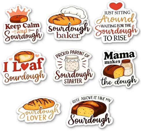 Sourdough Meme Stickers for Bakers – 8-Pack Waterproof Vinyl Stickers for Laptops, Water Bottles, Sourdough Starter Jars – Funny Gift for Homemade Bread Lovers & Sourdough Enthusiasts (Yellow) in Saudi Arabia