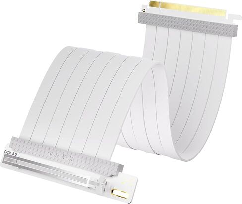 كابل TRYX String PCIE 5.0 x 16 White Riser 200 مم 128 جيجابايت/ثانية بطاقة رسومية عمودية/وحدة معالجة الرسومات PCIE 4.0 مرنة تدعم فقدان الإشارة بالقرب من الصفر مع درع EMI لـ RTX 4090/5070/5080/5090RX 9070XT/7900XT in Kuwait