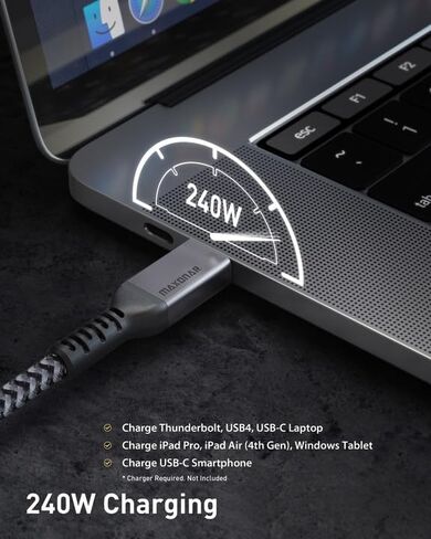 Maxonar [2 Pack 3.3FT] Thunderbolt 4 Cable with 40Gbps Sync, 240W Charging, 8K/5K@60Hz Display for MacBook, SSD, iPhone 17/16/15, Docking, eGPU, Monitor in Saudi Arabia