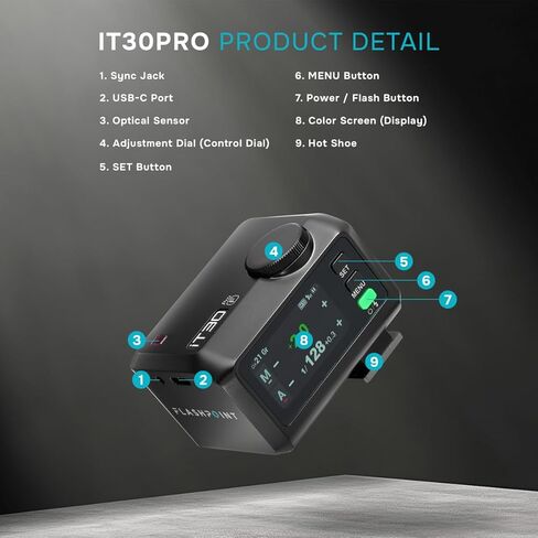 Flashpoint iT30Pro R2 TTL iFlash المحمول لـ Fujifilm (أسود)، Godox iT30Pro F in Kuwait