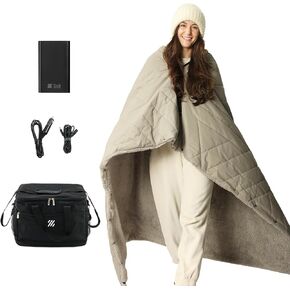 ZonLi Z-Walk بطانية ساخنة تعمل بالبطارية، قابلة لإعادة الشحن 12 فولت بطانية ساخنة محمولة مع 3 مستويات تسخين، تتضمن بنك طاقة 20000 مللي أمبير في الساعة، للتخييم، والسيارة، والملعب، وفي الهواء الطلق (رمادي) in Kuwait