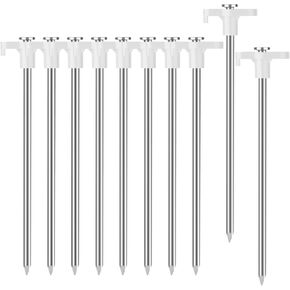 Tent Stakes Heavy Duty Camping Stakes 7 inches (About 18 cm) 10 Pieces, Rust-Proof Metal Tent Nails Ground Stakes Camping Essentials, Tent Camping Accessories (White) in Kuwait