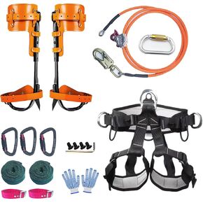 Tree Climbing Gear, Tree Climbing Spikes， with Adjustable Climbing Straps and Steel Core Flip Line Arborist Equipment for Climbers, Hunting, Fruit Picking Tree Climbing Equipment in Saudi Arabia
