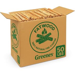 Greenes Fence Fatwood Fire Starter – 50 lb Box – 100% Natural Resin Pine Kindling – Chemical-Free All-Weather for Fireplaces, Campfires, Wood Stoves & Grills in Saudi Arabia