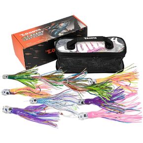 Saltwater Trolling Lure 6/8/9 inch 10 pcs Squid Skirted Deep Sea Fishing Lure kit of a trolling Bag Tuna Marlin Wahoo Shark Mahi Trolling Fishing Lures in Saudi Arabia