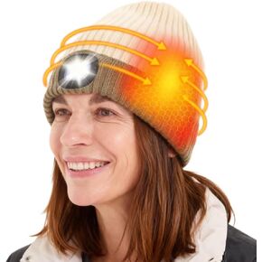 Heated Hat with Led Light, Knit Heated Beanie with 5V 4000mAH Rechargeable Battery Gifts for Men and Women in Kuwait