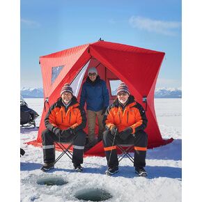 Ice Fishing Shelter, Pop Up Thermal Insulated Hub Tent with 210D Oxford Fabric, Windproof Design for 1-8 Persons Winter Fishing, Complete with Anchors & Carry Bag in Kuwait