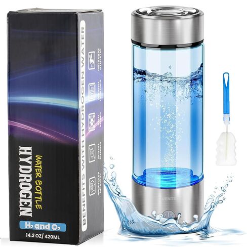 QUENTRO Hydrogen Water Generator Bottles – 3Min Rapid Hydrogenation 1680 PPB, SPE PEM Technology, Portable 420ml Rechargeable Ionizer Machine, Health Care Gift for Home, Office, Sports (Silver) in Saudi Arabia