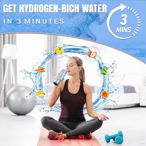 QUENTRO Hydrogen Water Generator Bottles – 3Min Rapid Hydrogenation 1680 PPB, SPE PEM Technology, Portable 420ml Rechargeable Ionizer Machine, Health Care Gift for Home, Office, Sports (Silver) in Saudi Arabia