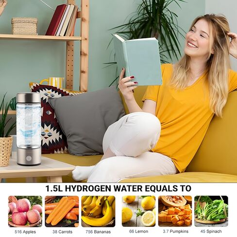 QUENTRO Hydrogen Water Generator Bottles – 3Min Rapid Hydrogenation 1680 PPB, SPE PEM Technology, Portable 420ml Rechargeable Ionizer Machine, Health Care Gift for Home, Office, Sports (Silver) in Saudi Arabia