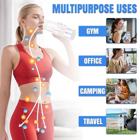 QUENTRO Hydrogen Water Generator Bottles – 3Min Rapid Hydrogenation 1680 PPB, SPE PEM Technology, Portable 420ml Rechargeable Ionizer Machine, Health Care Gift for Home, Office, Sports (Silver) in Saudi Arabia