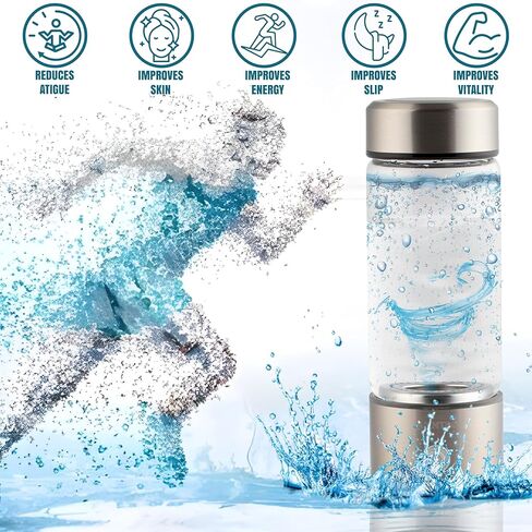 QUENTRO Hydrogen Water Generator Bottles – 3Min Rapid Hydrogenation 1680 PPB, SPE PEM Technology, Portable 420ml Rechargeable Ionizer Machine, Health Care Gift for Home, Office, Sports (Silver) in Saudi Arabia